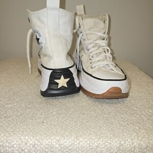 Converse Star Hike High Top Sneakers in Off-White and Black